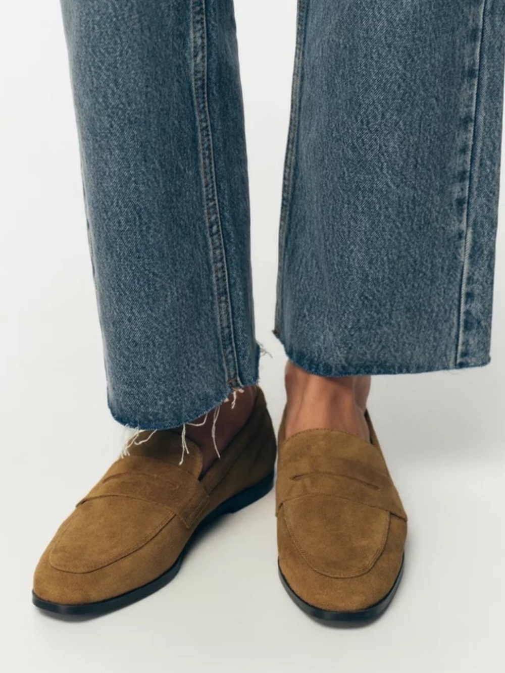 ZARA Split Leather Flat Loafers Sz9